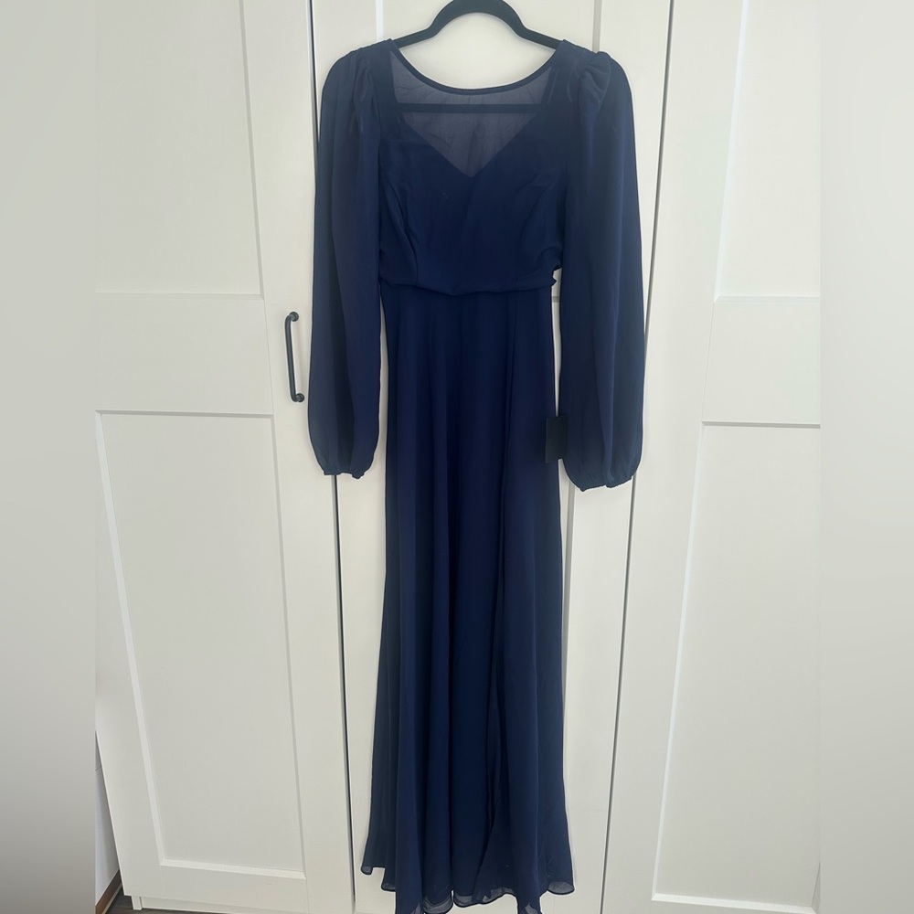 Lulus Long Sleeve Blue Wedding Guest Dress